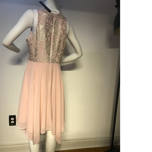 NWT CANADA made LeChateau Blush Pink Rose Gold Champagne Fit Flare Prom Wedding - Picture 3 of 6